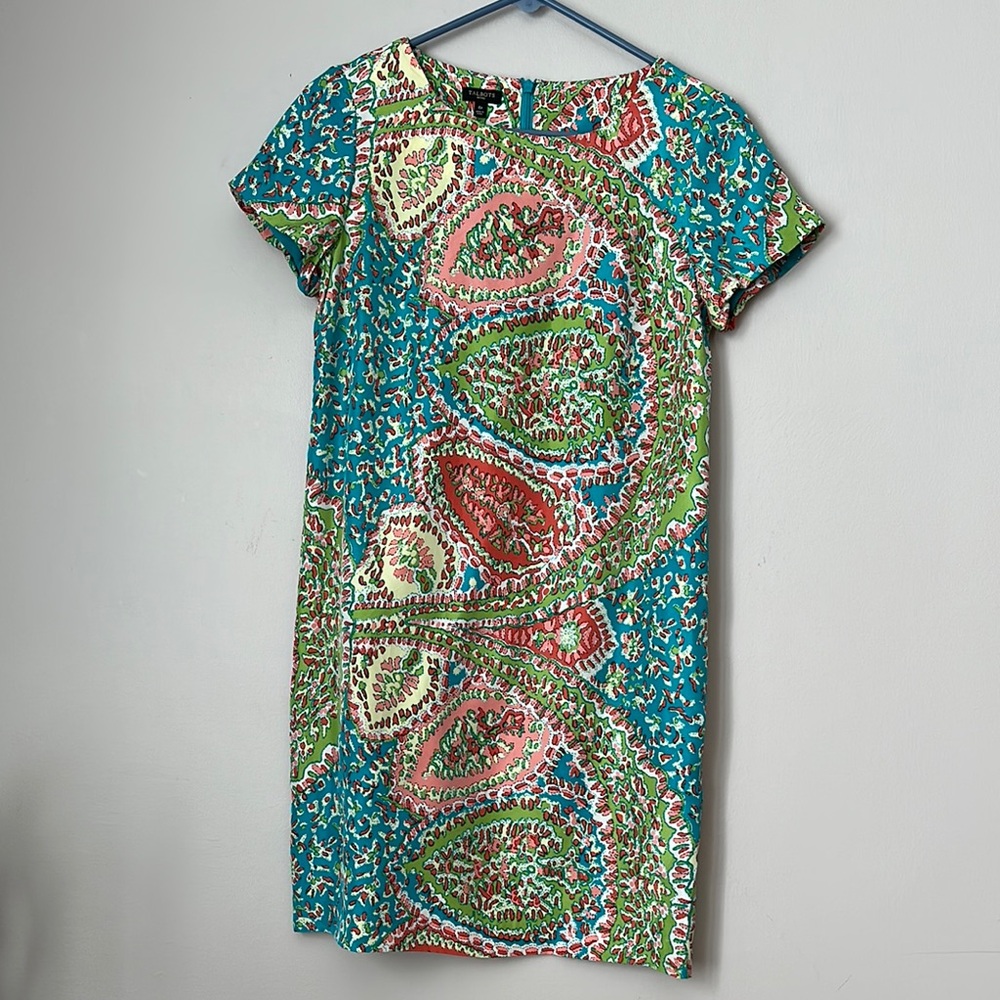 Talbots 100% Silk Floral Paisley Vibrant Sheath Dress size 6P